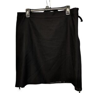 Calvin Klein size 14 black wool blend over the knee skirt 2 side zippers ,2 way